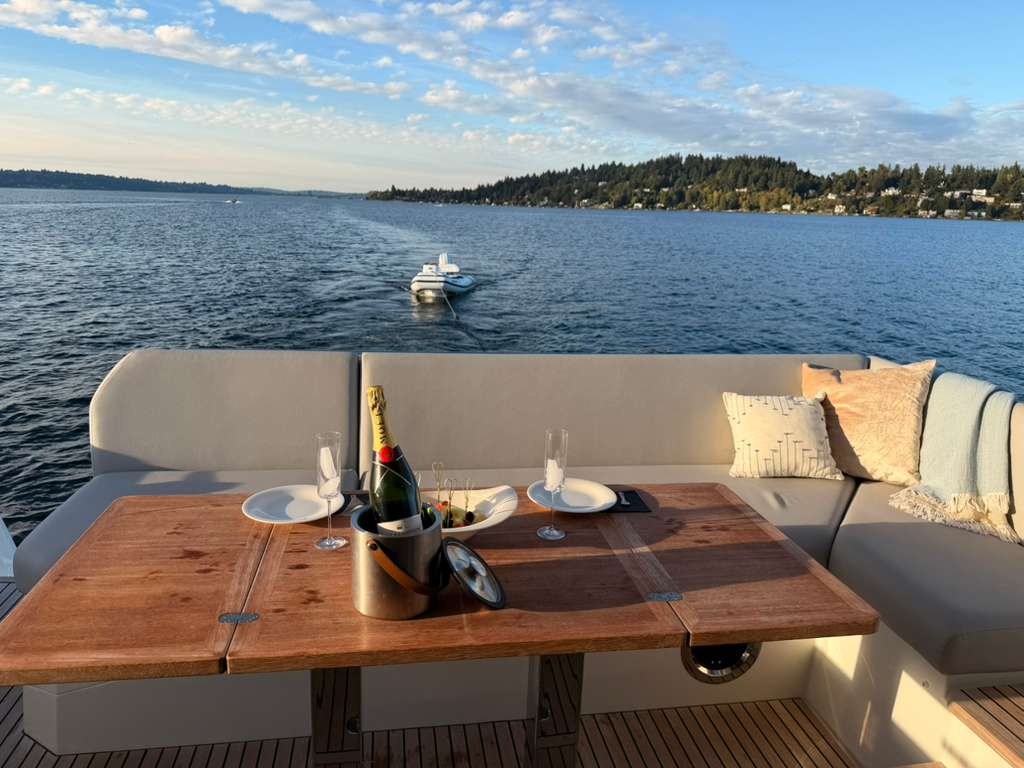 Provocatrix luxury yacht positioned for the Lake Union July 4th fireworks in Seattle